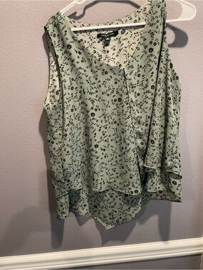 Zac & Rachel Mint Green Floral Ruffle Short Sleeve Top